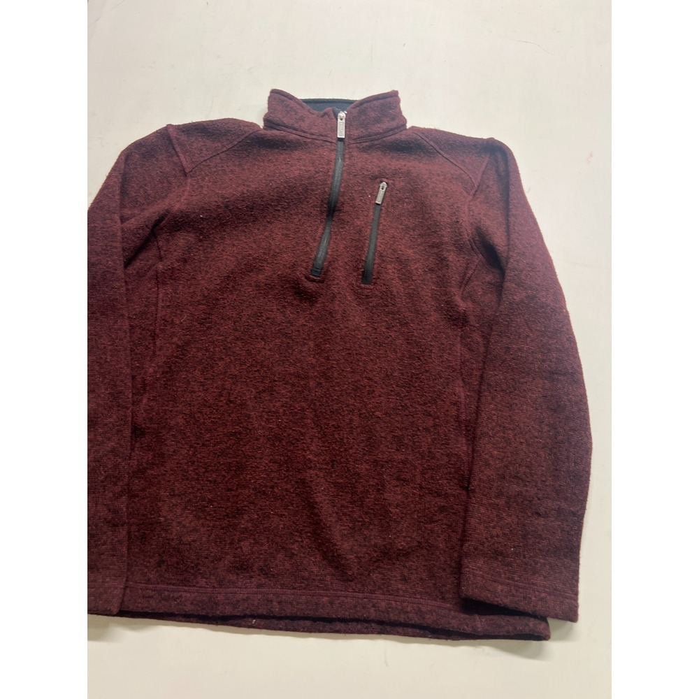 Woolrich 1/4 Zip Sweater Red Mockneck Fleece Pullover Grandpa Mens Sz Medium - Picture 3 of 8